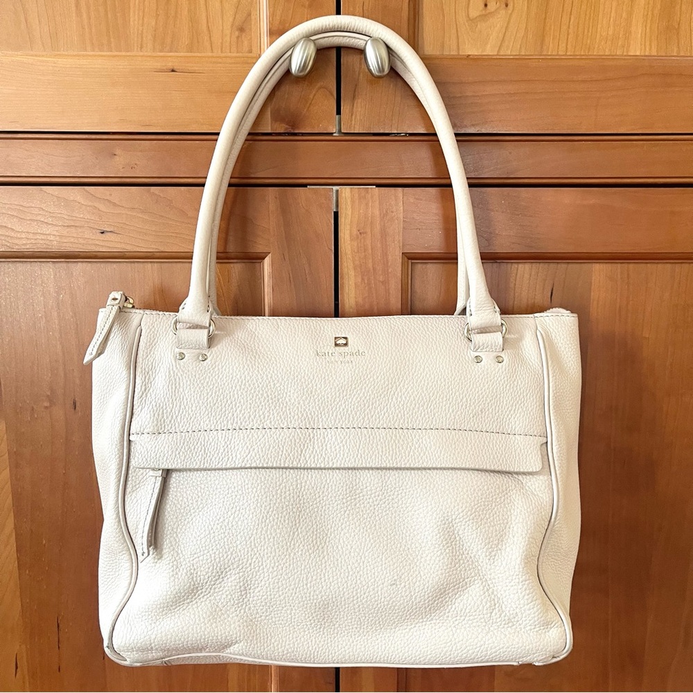 kate spade New York Cream Leather Tote Bag